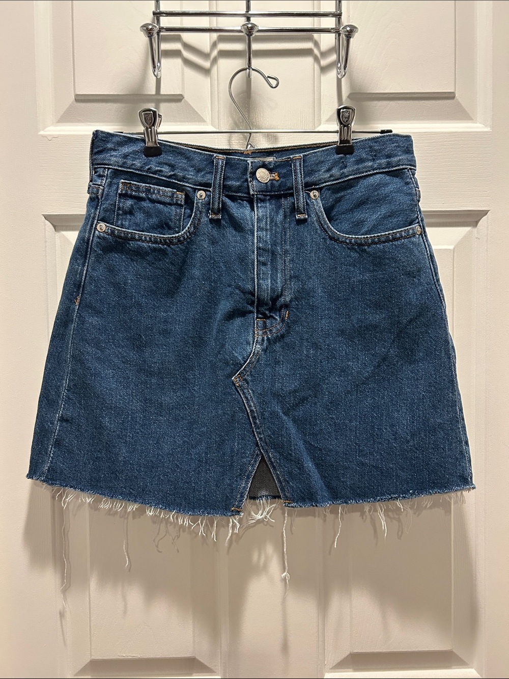 Madewell McCarren Cutout Denim Mini Skirt with Contrast Stitching